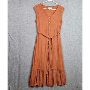Nanette Lepore Women's Dress V-neck Button up Cap Sleeve Midi Size 4